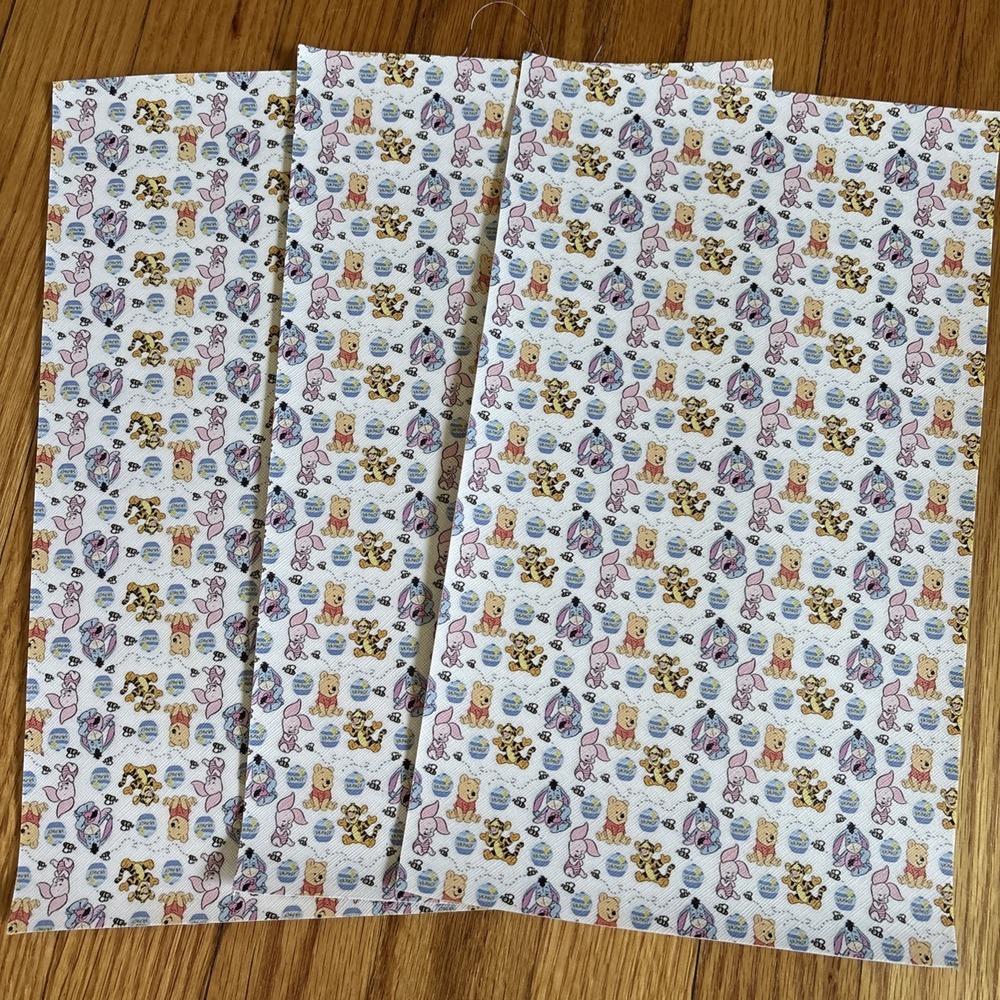 Disney Characters Faux Leather 3 Sheets Winnie The Pooh Piglet Tigger Eeyore